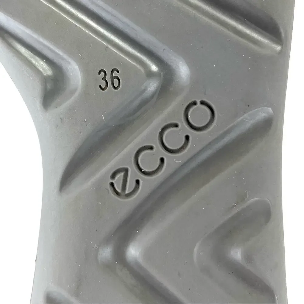 Ecco Women Taupe Winter Boot Size 5-5.5 Leather Shearling Lined Foldable Bootie